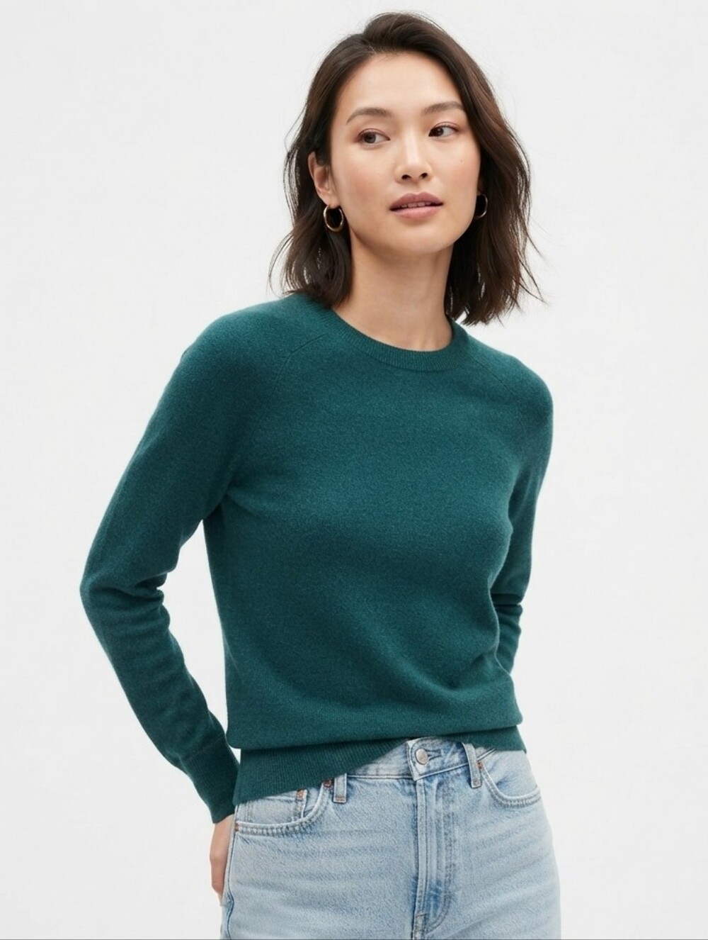 NWT Banana Republic Italian Merino Blend Teal Green Crewneck Sweater XS